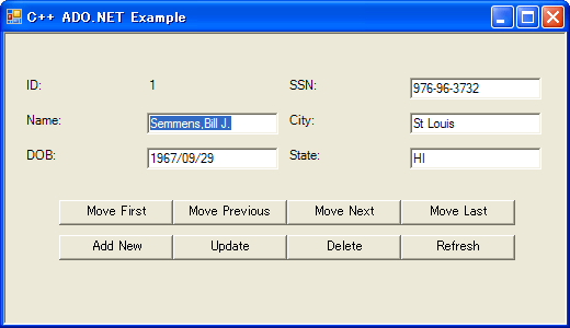 サンプルadformの実行画面(C++の場合) サンプルadformの実行画面(C++の場合)