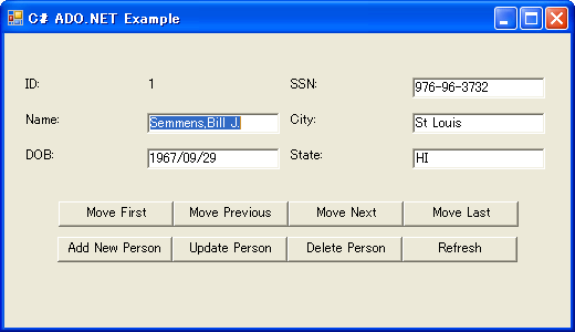 サンプルadformの実行画面(C#の場合) サンプルadformの実行画面(C#の場合)