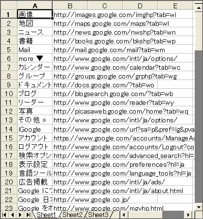 データが保存されたExcelファイル データが保存されたExcelファイル