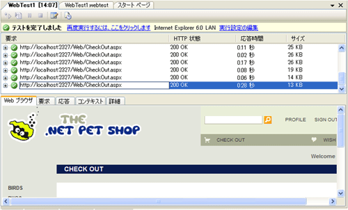 図2:Webテストの実行結果 図2:Webテストの実行結果
