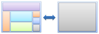 図1：部品を組み立てる vs 1画面に紡ぎあげる