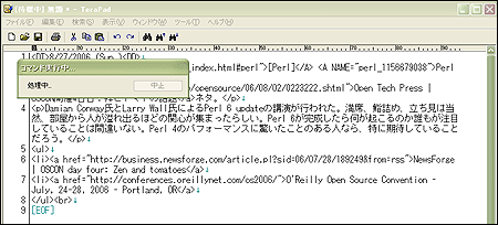 ddl2html.pl - TeraPadにおける実行画面 ddl2html.pl - TeraPadにおける実行画面